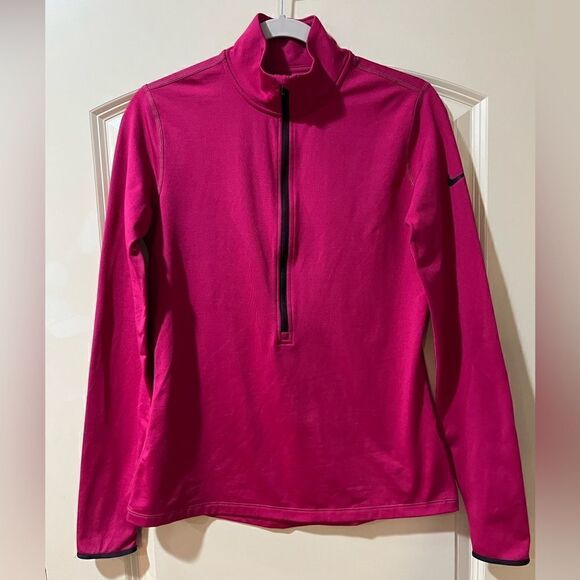 NIKE PRO Dri-Fit Hyperwarm Half Zip 3.0 Long Sleeve Cranberry Women’s Size Large - Picture 1 of 8